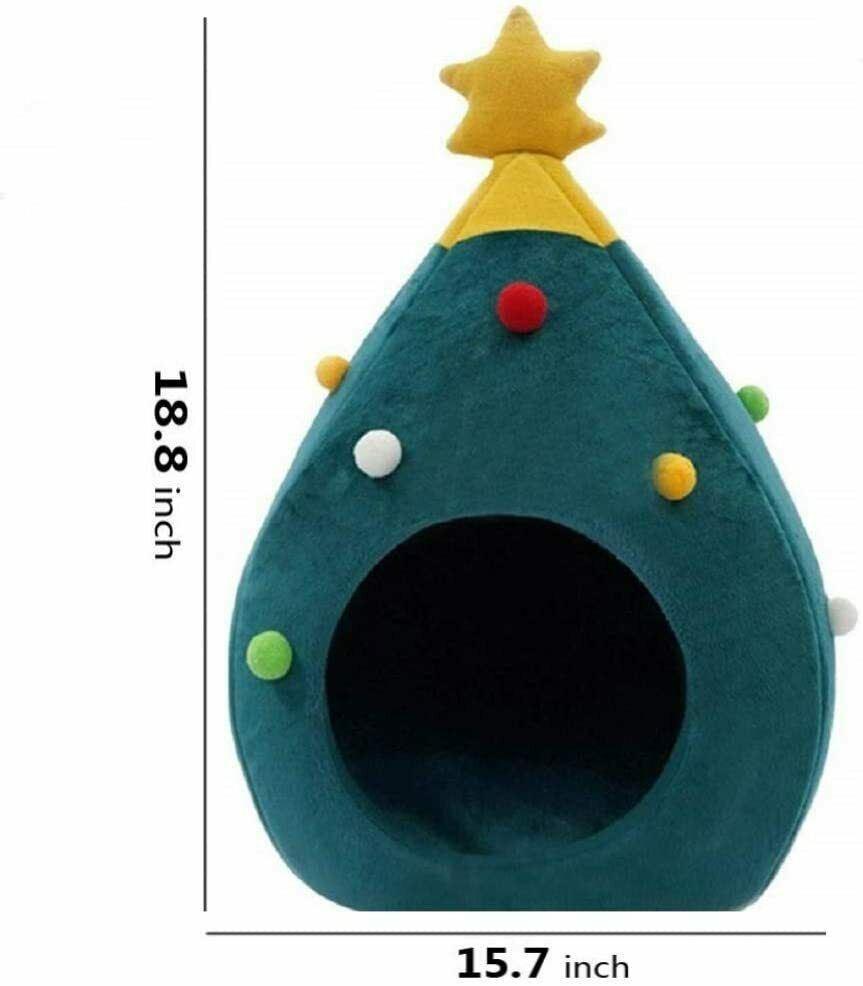 Christmas Tree Shape Velvet Cat Cave Warm Washable Pet Bed House Wholesale Price