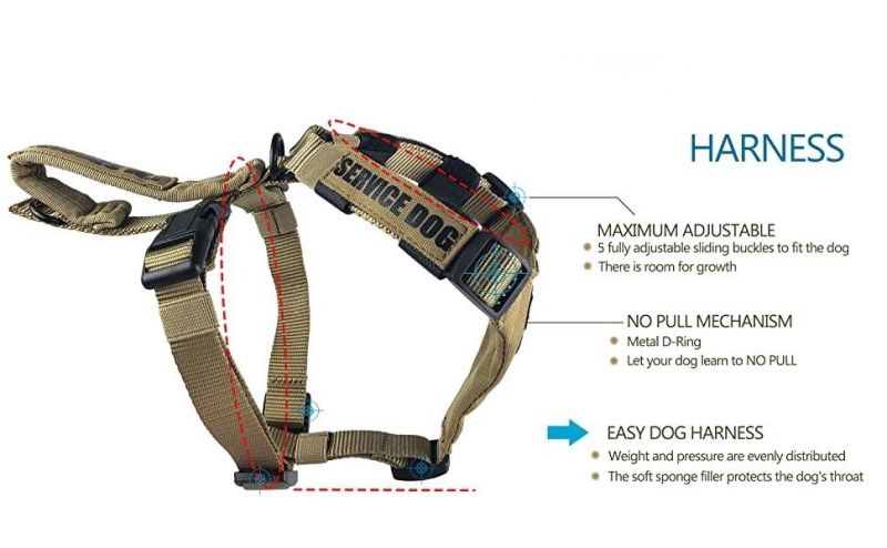 Khaki Color Adjustable Tactical Working Dog Service Vest