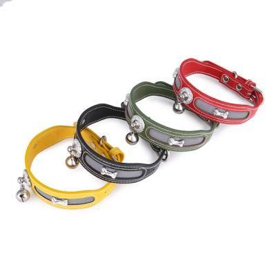 Customize Personalized Designer Luxury Leather Pet Dog Collar for Small Dog Cat