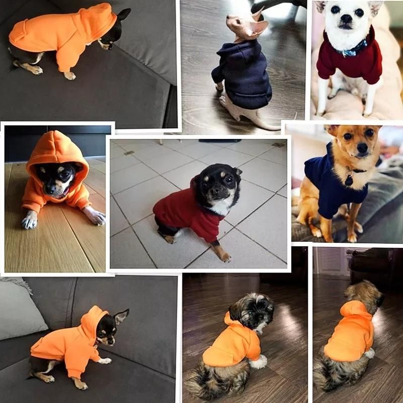 Winter Dog Hoodie Sweatshirts with Pockets Warm Dog Clothes for Small Dogs