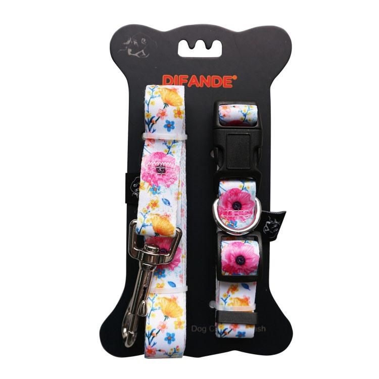 Charm Design High Quality Solid Dog Collar Leash Manufacturer Pet Supplies Dog Collar Laser Brand Leash Set