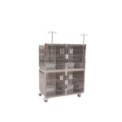 4 Door Stainless Steel Luxury Pet Cat Cage for Animals Hospital or Pet Clinic