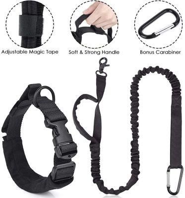 Adjustable Military Training Nylon Collar and Hands Free Heavy Duty Bungee Lead