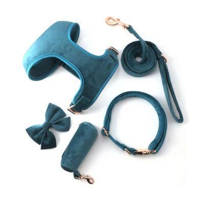 Fashionable Adjustable Soft Comfortable Velvet Dog Harness Collar Leash Set