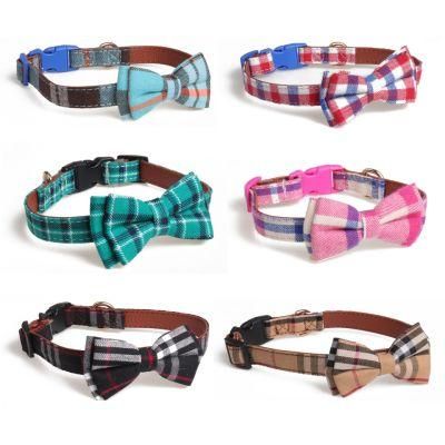 Manufacturers Polyester Pet Collar, Bowknot Neck Strap Adjustable Safe Buckle Cats Puppy Dog Collar//