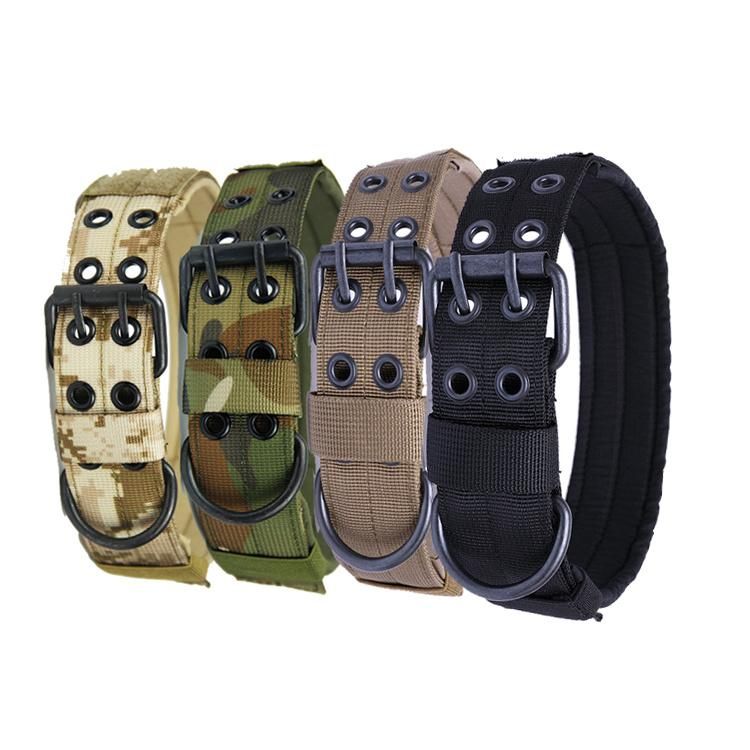 Pet Supplies Hunting Dog Collar Heavy Duty Metal Buckle Military Tactical Dog Collar with Handle