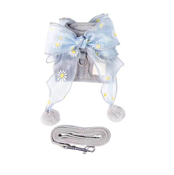 Cute Design Cat and Dog Harness Leash with Lace