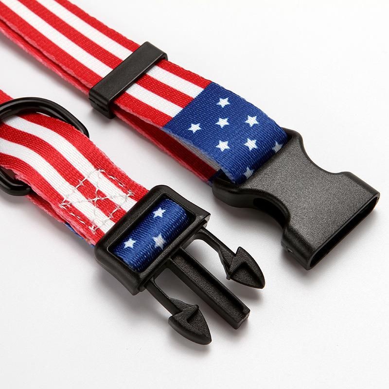 Manufacturers American Flag Designer, Buckle Hardware Polyester Nylon Custom Pet Dog Training Collar/