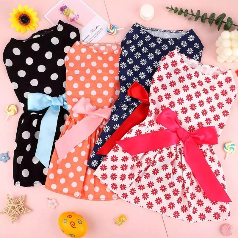 Wholesale Nice Dog Dress Clothes Princess Lovely Bow Puppy Dress Polka DOT Pet Apparel Dog Dress Clothes