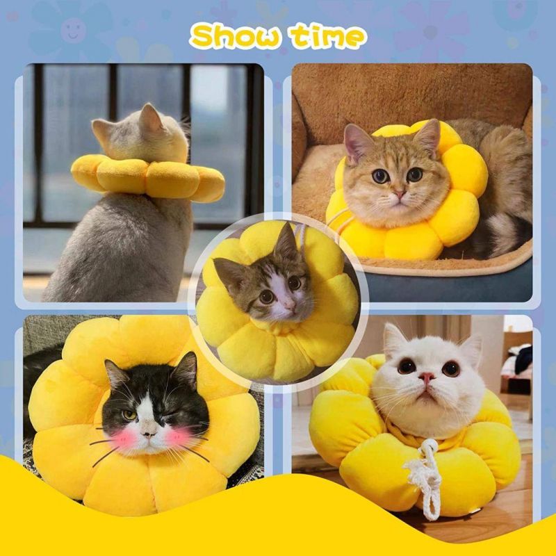 Cat Recovery Collar Cute Sun Flowers Neck Cat Cones After Surgery