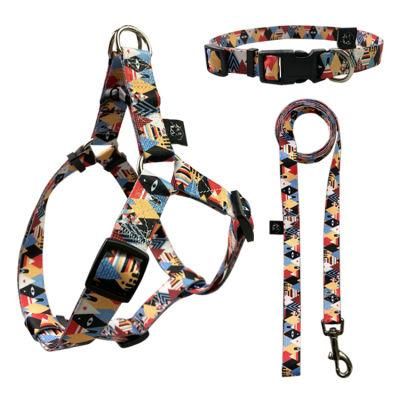 High End Designer Breathable Pet No Pull Adjustable Dog Harness Leash Set