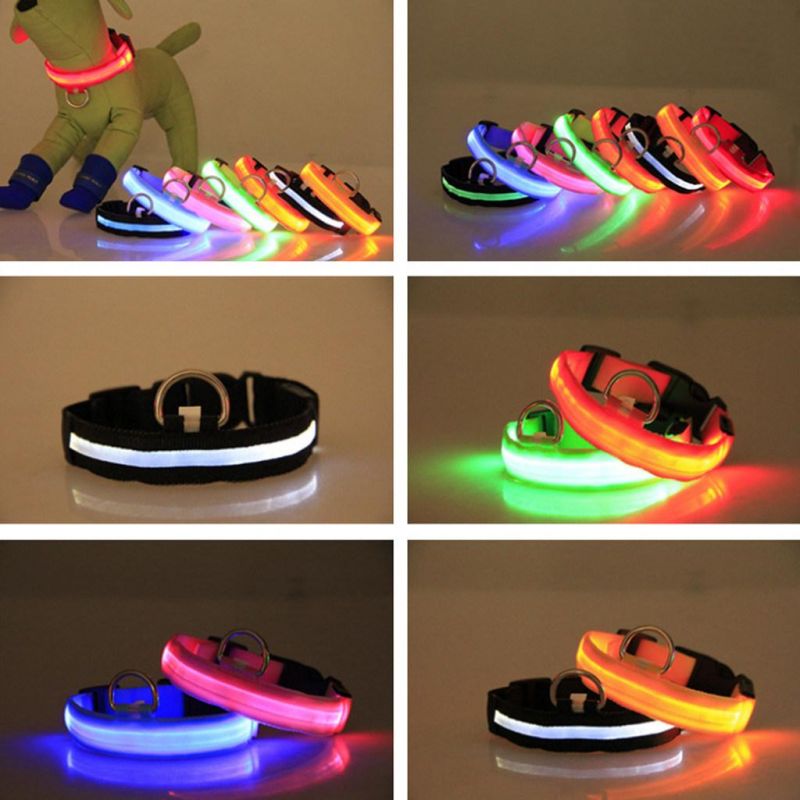 LED Pet Dog Collar Safety Night Light Anti-Lost/ Car Accident Avoid Luminous Collar