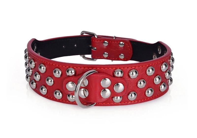 Fashionable Stuedded Rivet Pet Collar PU Leather Dog Collar