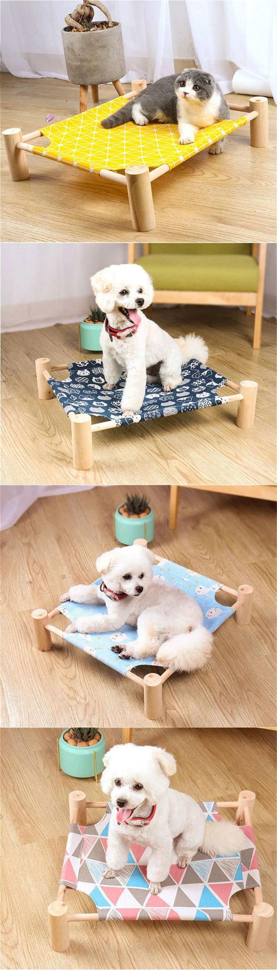 Washable Wooden Dog Cat Bed Pet Beds Washable Plush Round Luxury Dog Bed