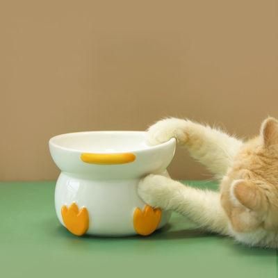 Duck Shape Easy Clean Ceramics Bowl Dog Cat Feeder Pet Feeding