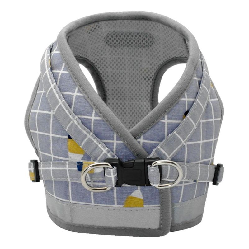 Dog Harness Vest No Pull Adjustable Dog Leash Soft Breathable Plaid Dog Walking Harness