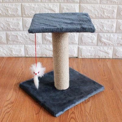 Simple Cat Tree Products with Sisal-Covered Scratching Posts and 2 Plush Rooms Kittens Furniture Accessories for Cats