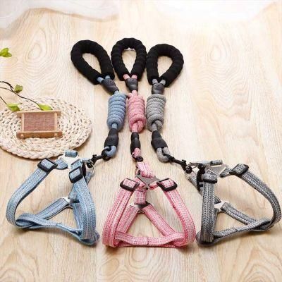 Linen Training Walking Dog Collars and Leash with Soft Foam Handle