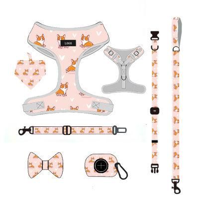 New Adjustable Pattern Logo Many Sizes Leash Poop Bag Collar a Set Dog Harness Print All Seasons Padded Polyester Personalized/Pet Toy