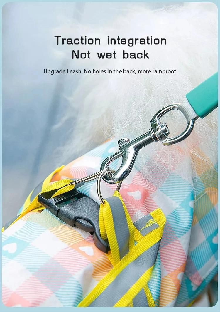 Small Dog Raincoat Small Dog Four-Legged Raincoat Fashion Checker Reflective Strip Dog Clothes