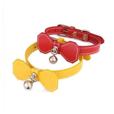 Cat Bow Tie Bell Leather Adjustable Dog Collar Pet Collar Price