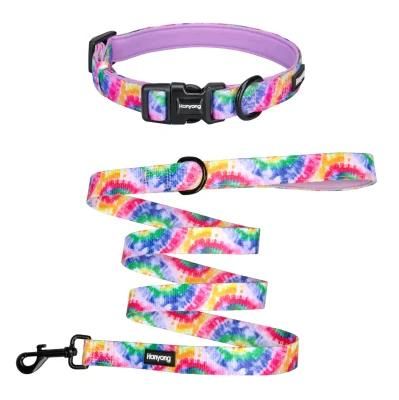 Heat Transfer Polyester Adjustable Custom Dog Leash and Collar Set