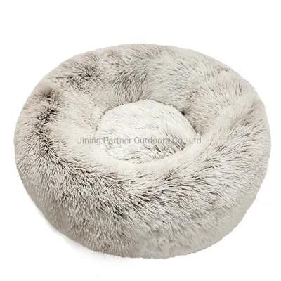 Multiple Sizes Round Fur Donut Cuddler Luxury Thick Full Cat Pet Dog Bed Warm Nest Pet Kennel