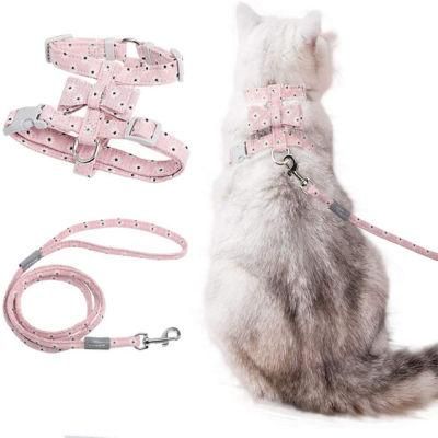 Cat Harness with Bow and Reflective Strap Cat Leash Outdoor Walking Safety Buckle Puppy