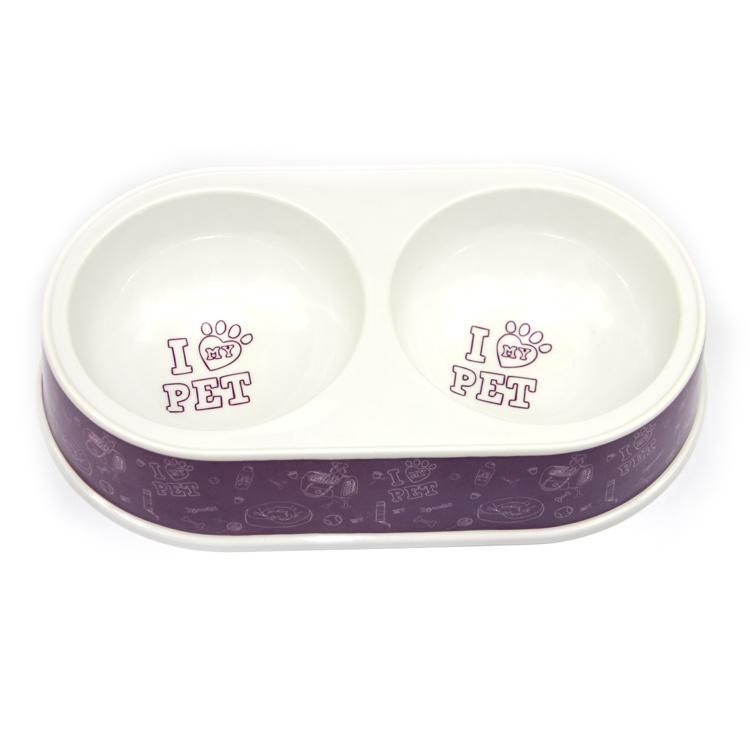 Double Bowl Type Environmental Bamboo Fiber Pet Bowl