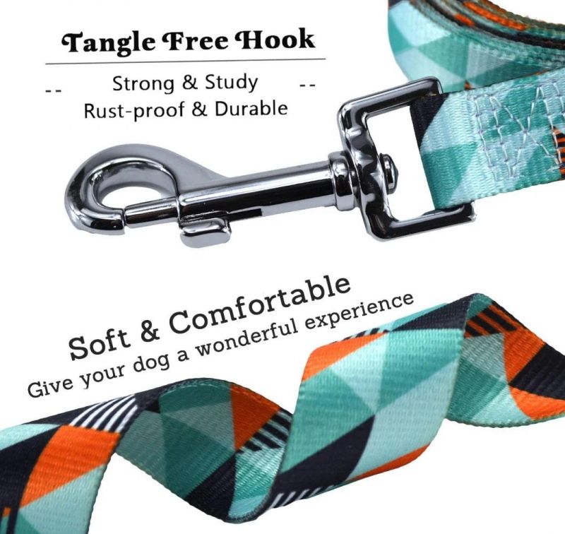 Polyester Pet Leash Colorful Geometric Bohemia Pattern Dog Leash with Soft Handle
