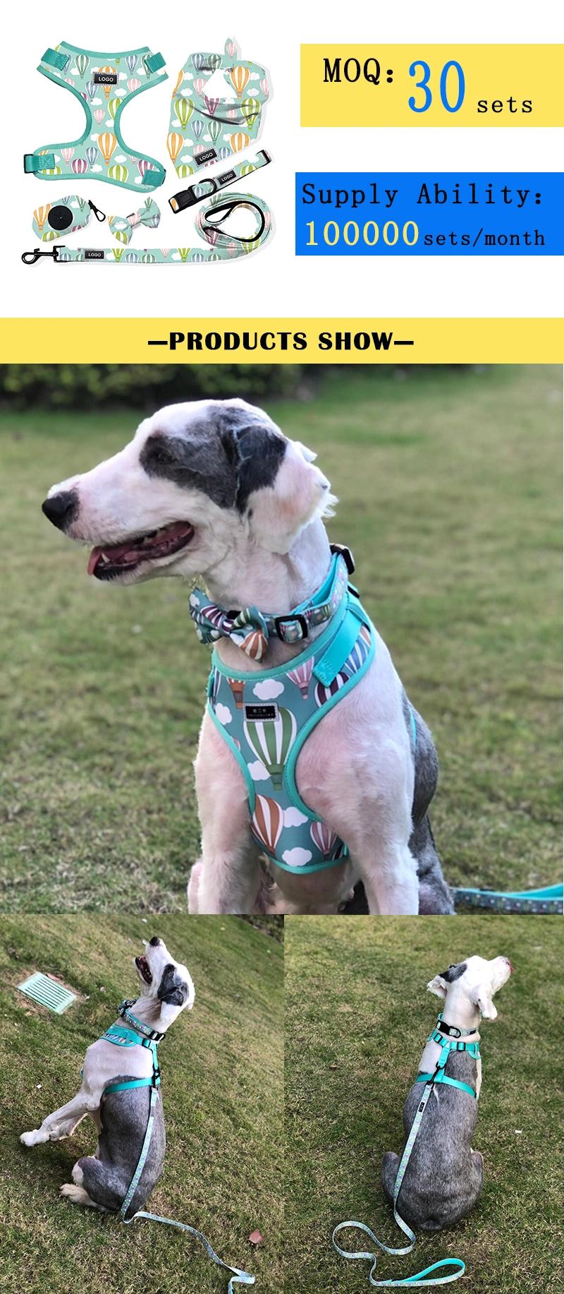 Wholesale Dog Fashion Collar Custom Print Dog Harness Leash Adjustbale Pet Harness