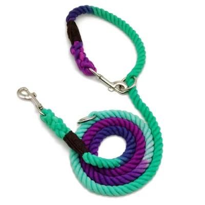 New Multi-Function Rope Leash Braided Rope Dog Leash Gradient Handmade 6FT Ombre Cotton Manufacturer OEM