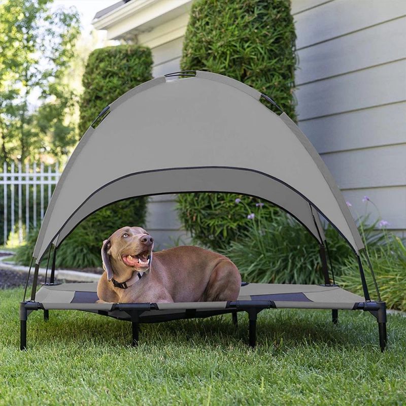 Amazon Hot Sale Pet Outdoor Products Raised Bed Sunshade Portable Dog Camping Bed Pet Tent with Canopy