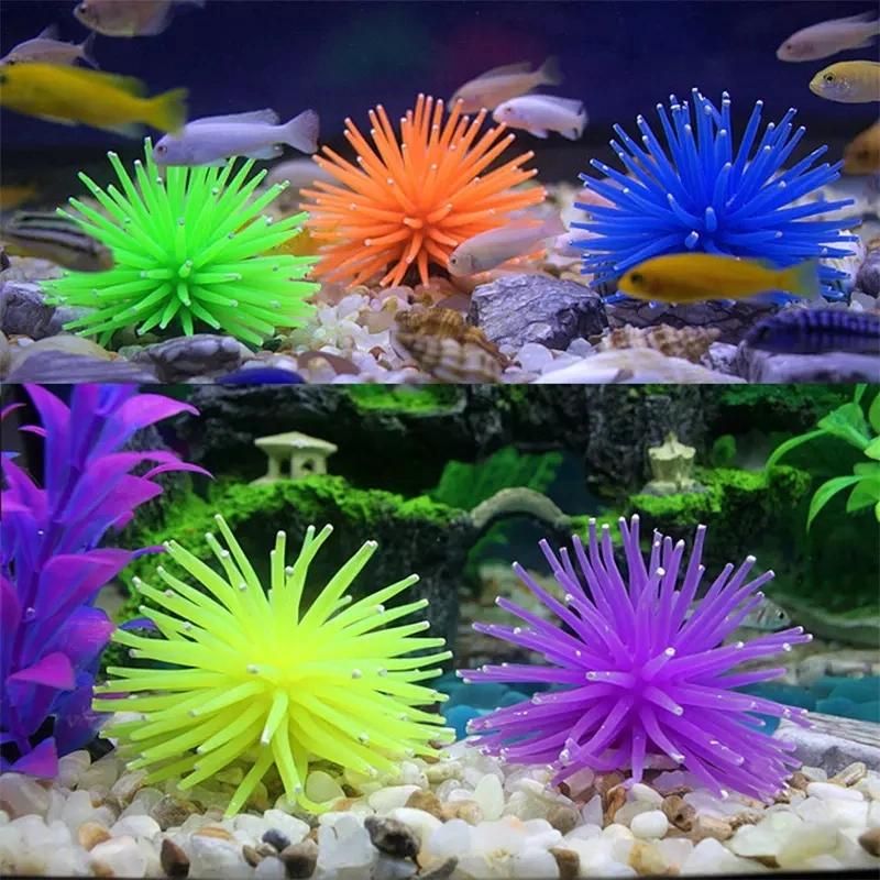 Artificial Coral Aquarium Decoration Silicone Sea Urchin with Sucker
