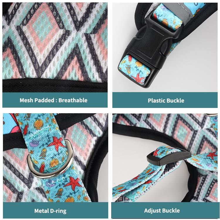 Top Seller Custom Design Reversible Dog Harness Neoprene, Custom Adjustable Collar Bow Leash Harness and Bandana Sets