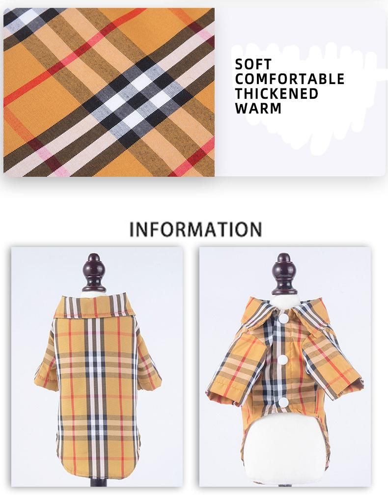 Beautful Dog Plaid Shirt Coat Pet Clothes Warm and Soft for Small and Medium Dogs Pets Clothes and Accessories