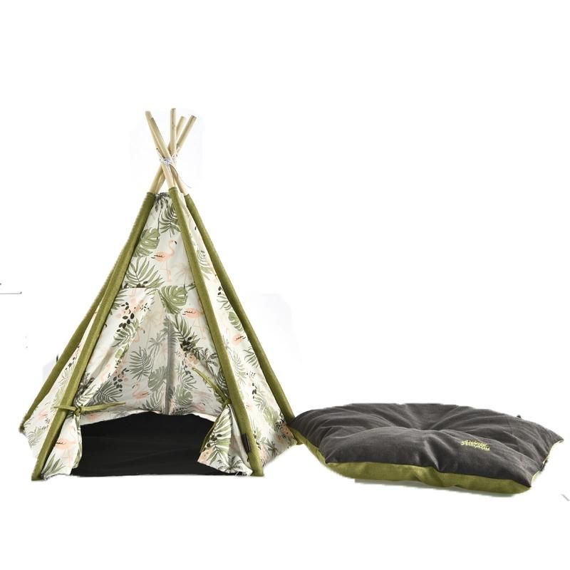 Happy Spring Yarn-Dyed Pet Bed Teepee Tent House Dog Tent