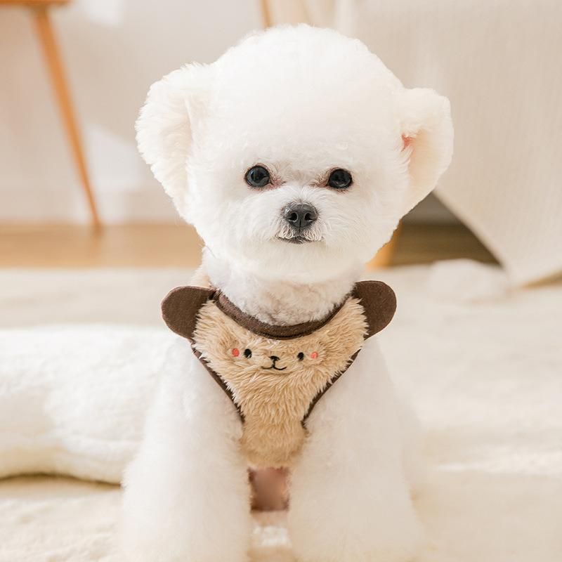 2022 Newest Winter Fur Fuzzy Animal Giraffe Bear Cartoon Look Luxury Customized Adjustable Dog Harness Manufacturers