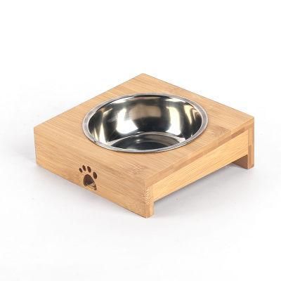 Wooden Elevated Dog/Pet/Cat Feeder with 2 Stainless Steel Bowls