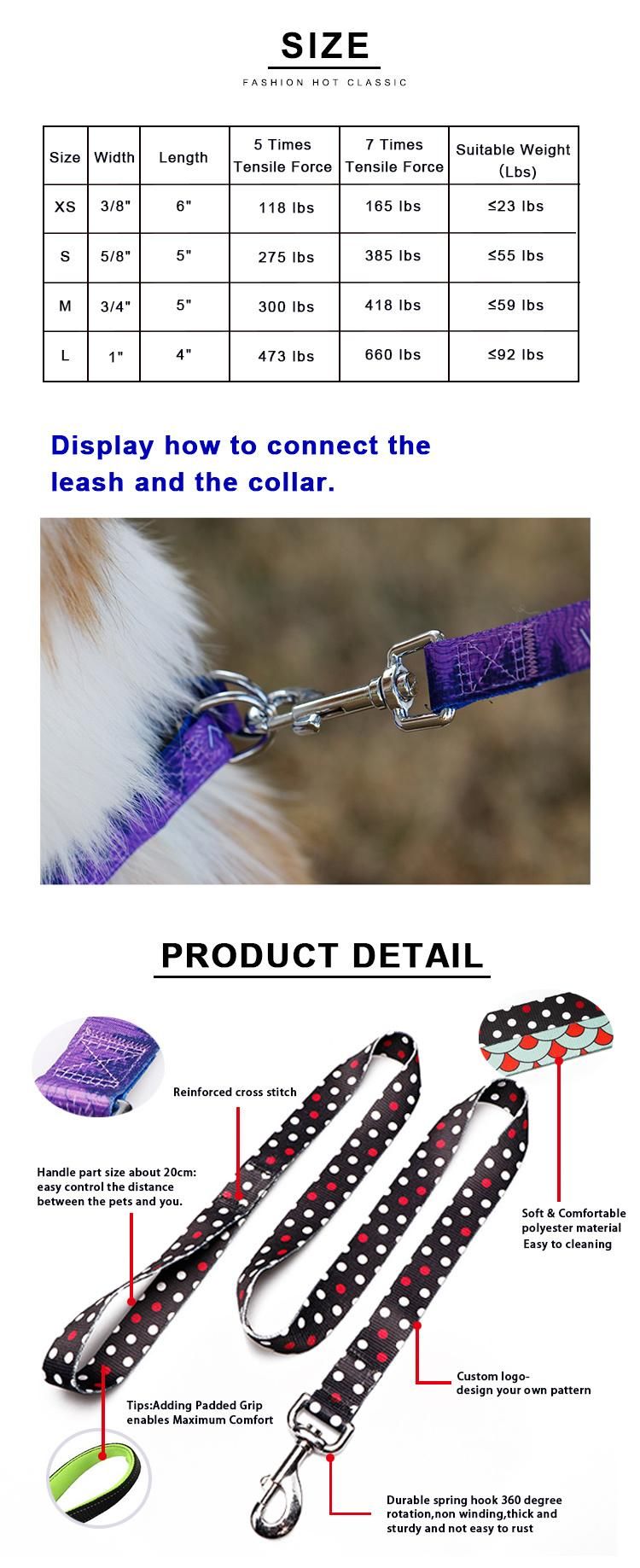 Personalized Hunting Sublimation Custom Print Logo Spring Dog Rope Leash