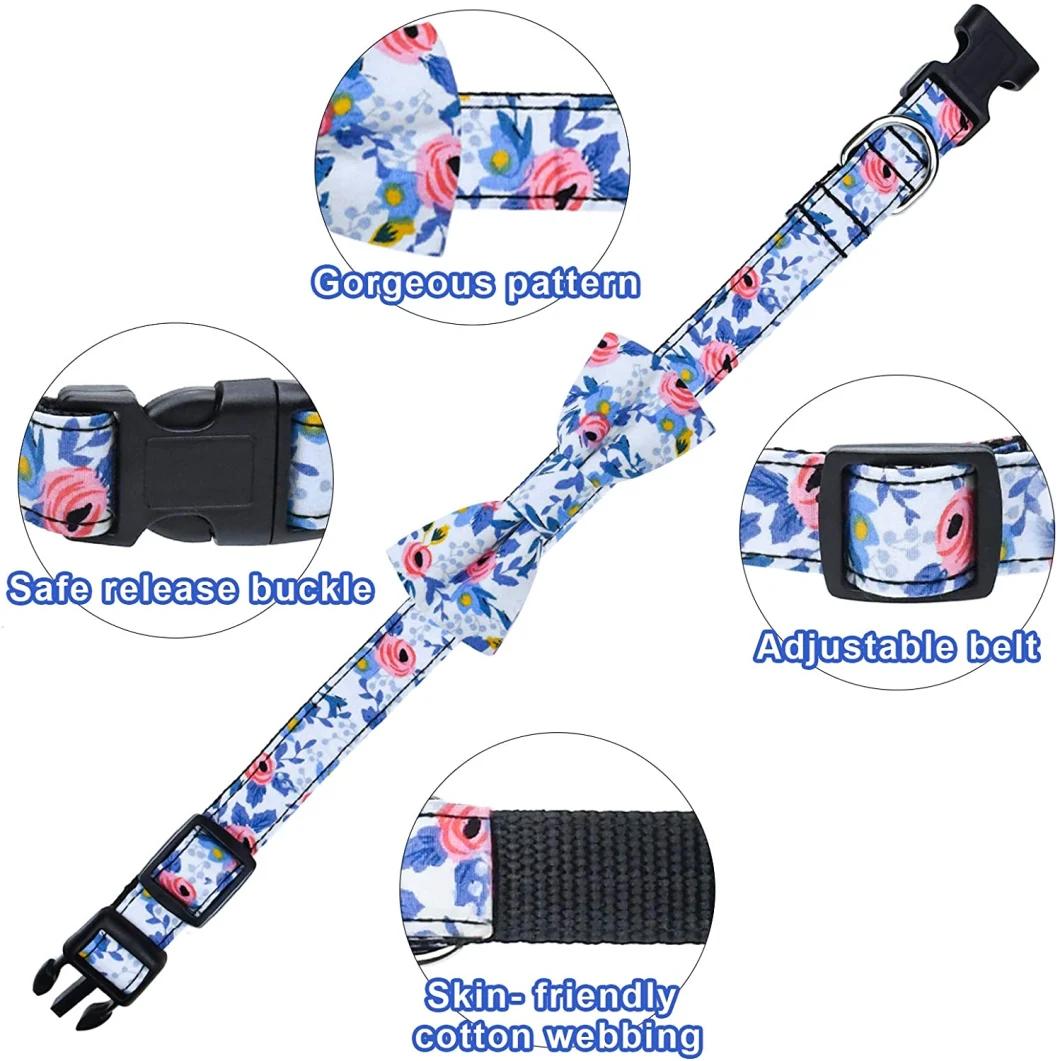 Cute Flower Pattern Dog Collar with Adjustable Buckle Collar