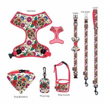 Adjustable Dog Accessories Sublimation Dog Harness Set Custom Personalized Pet Supplies 2021 Dog Chest Harness Collar and Leash