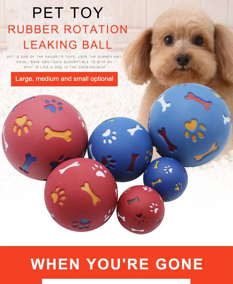 Pet Toy Dog Ball with Food Leakage Function Rubber Rotation Leaking Ball