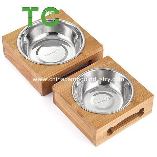 Wholesale Pet Feeder Bamboo Pet Feeder Elevated Pet Bowls, Raised Dog Cat Feeder Anti Slip