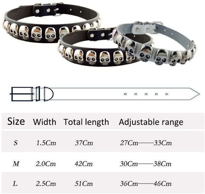 Pet Dog PU Leather Collar with Fashion Cool Skull Studded Adjustable Soft Dog Collar