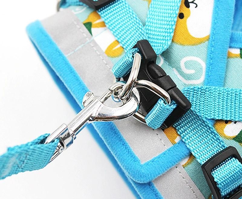 Cartoon Pet Dog Cat Harness with Leash Adjustable Vest Breathable Harness