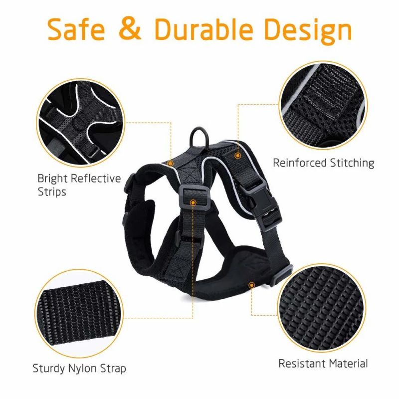 Escape Proof Adjustable Soft Mesh Cat Harness Vest and Leash Set with Reflective Strips