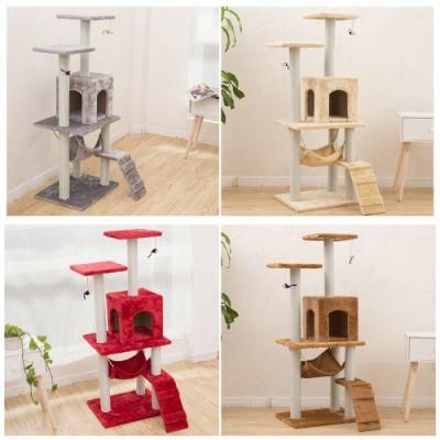 Manufacturer Wholesale Sisal Short Plush Scratcher Tree House Condo Cat Tower
