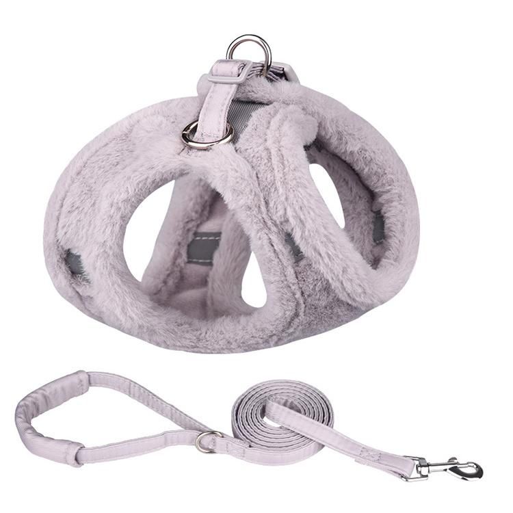 Fashion New Winter Warm Plush Imitation Rabbit Fur Pet Dog Chest Harness with Reflective Effect for Small Dogs