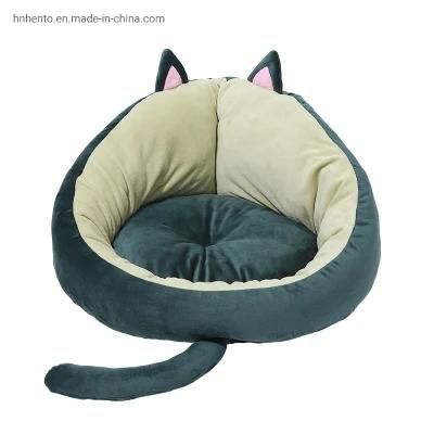 Lovely Plush Cotton Oxford Cat Round Bed for Luxury Living